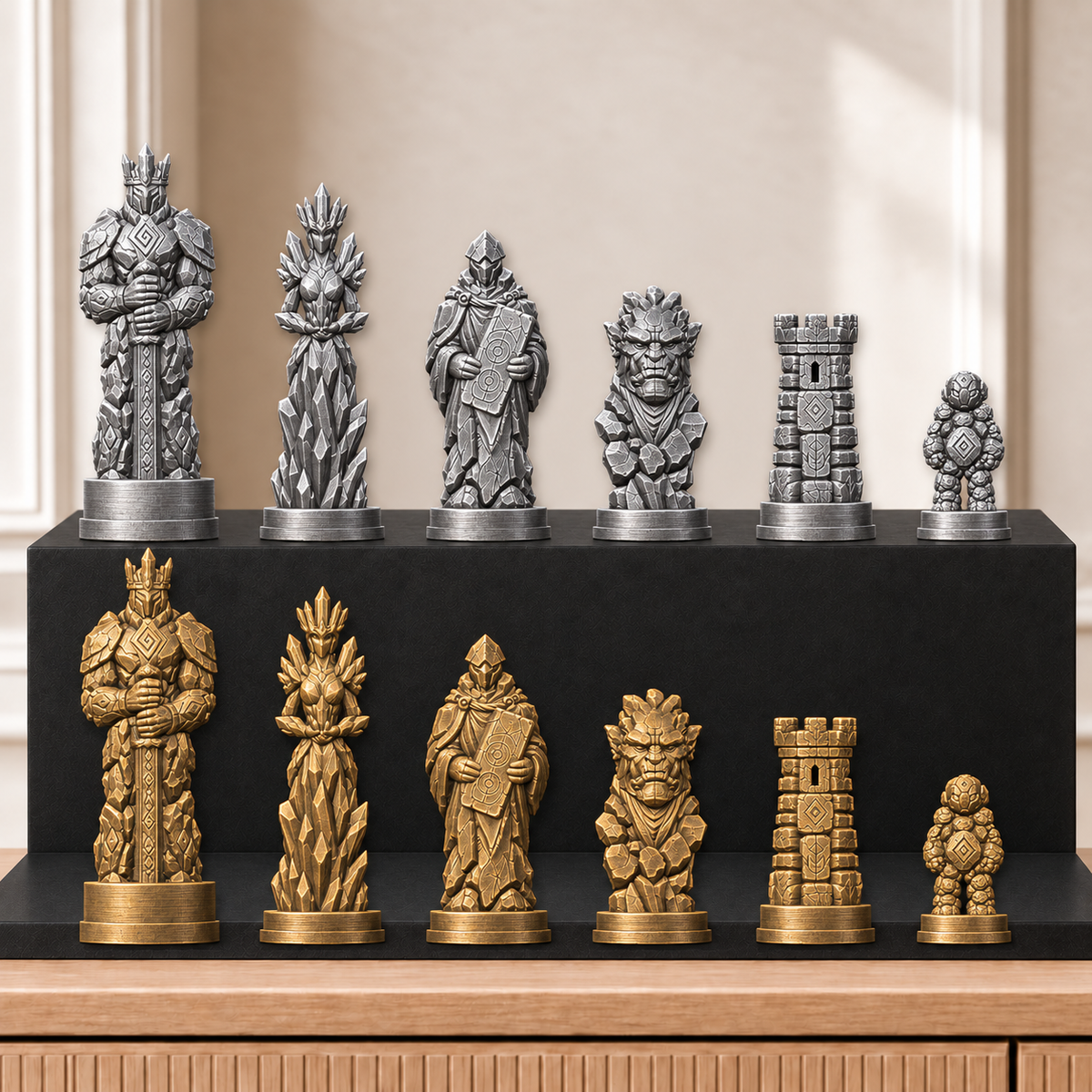 Golems – thematisches Schachfigurenset mit 32 Figuren – Ansicht 2