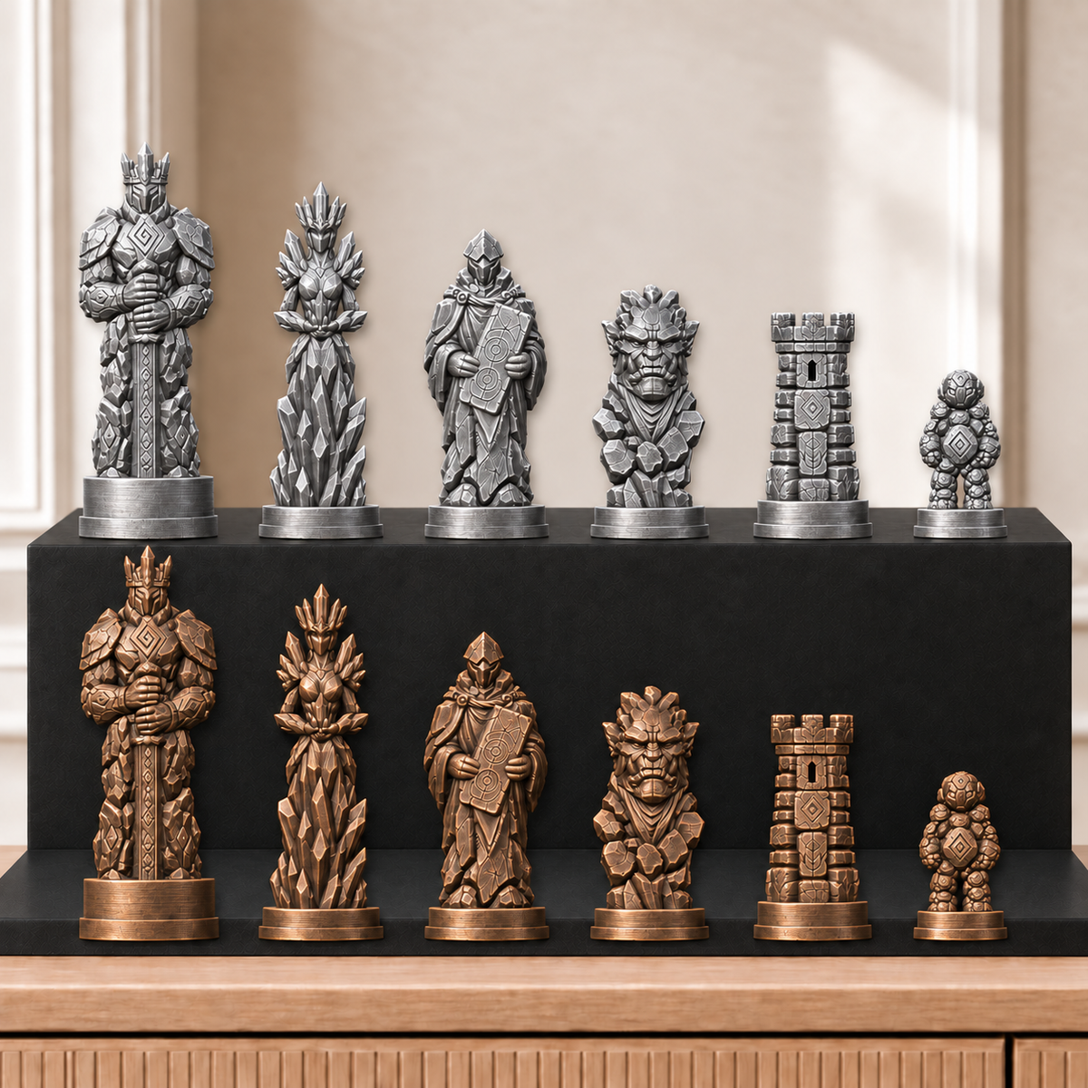 Golems – thematisches Schachfigurenset mit 32 Figuren – Ansicht 3