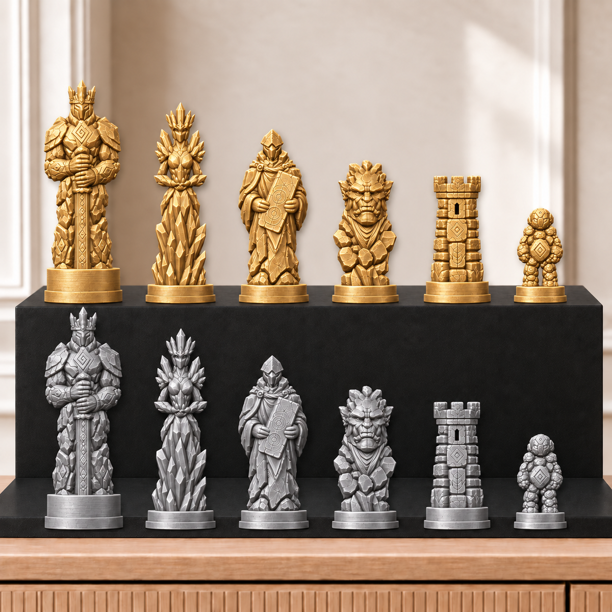 Golems – thematisches Schachfigurenset mit 32 Figuren – Ansicht 4
