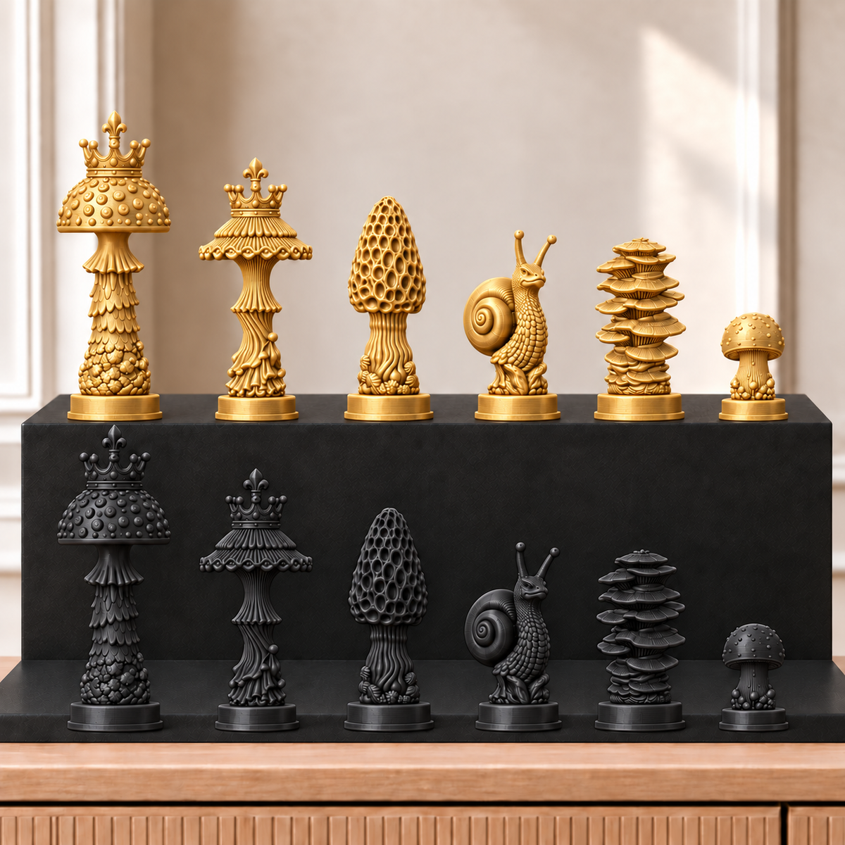 Pilze – thematisches Schachfigurenset mit 32 Figuren – Ansicht 5
