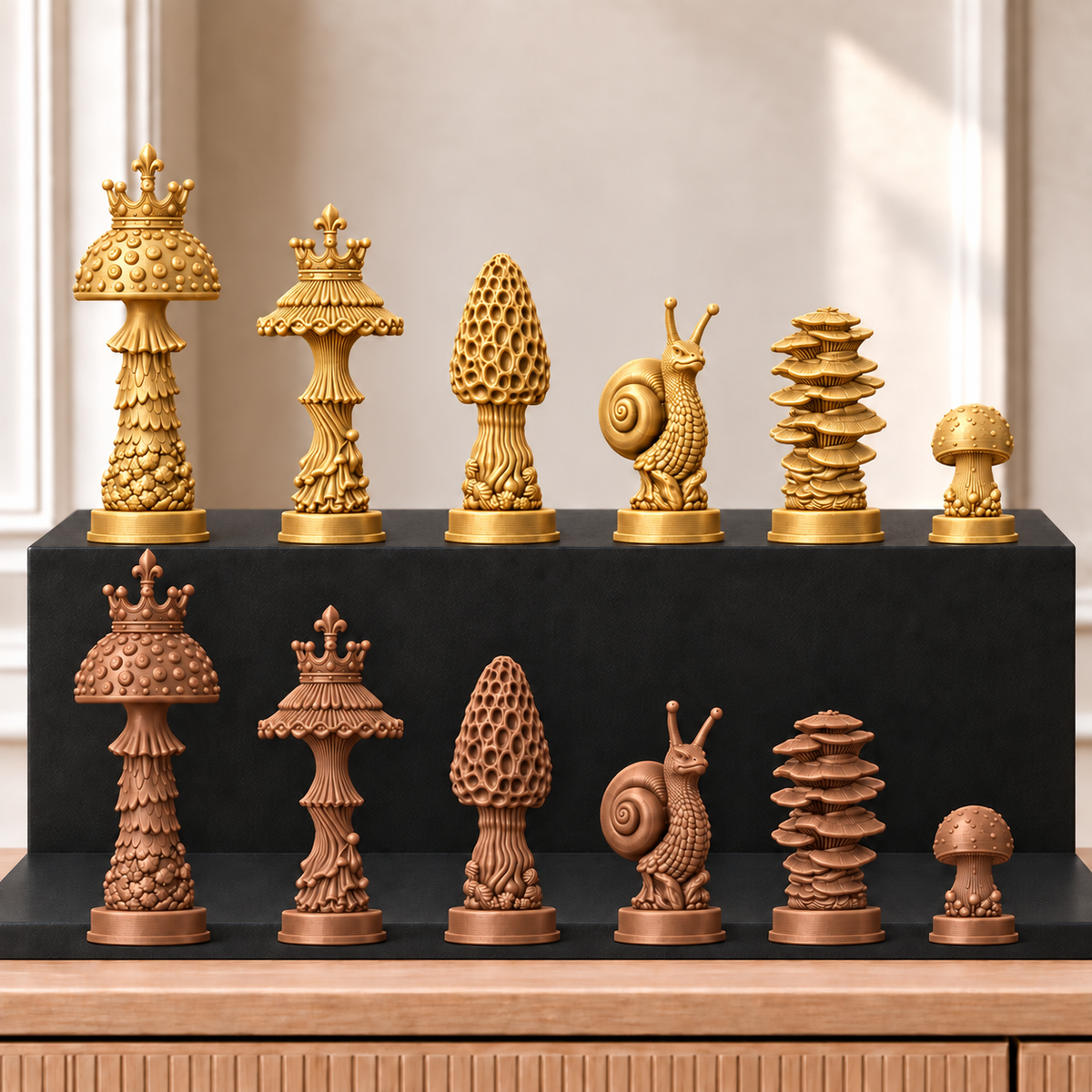 Pilze – thematisches Schachfigurenset mit 32 Figuren – Ansicht 7