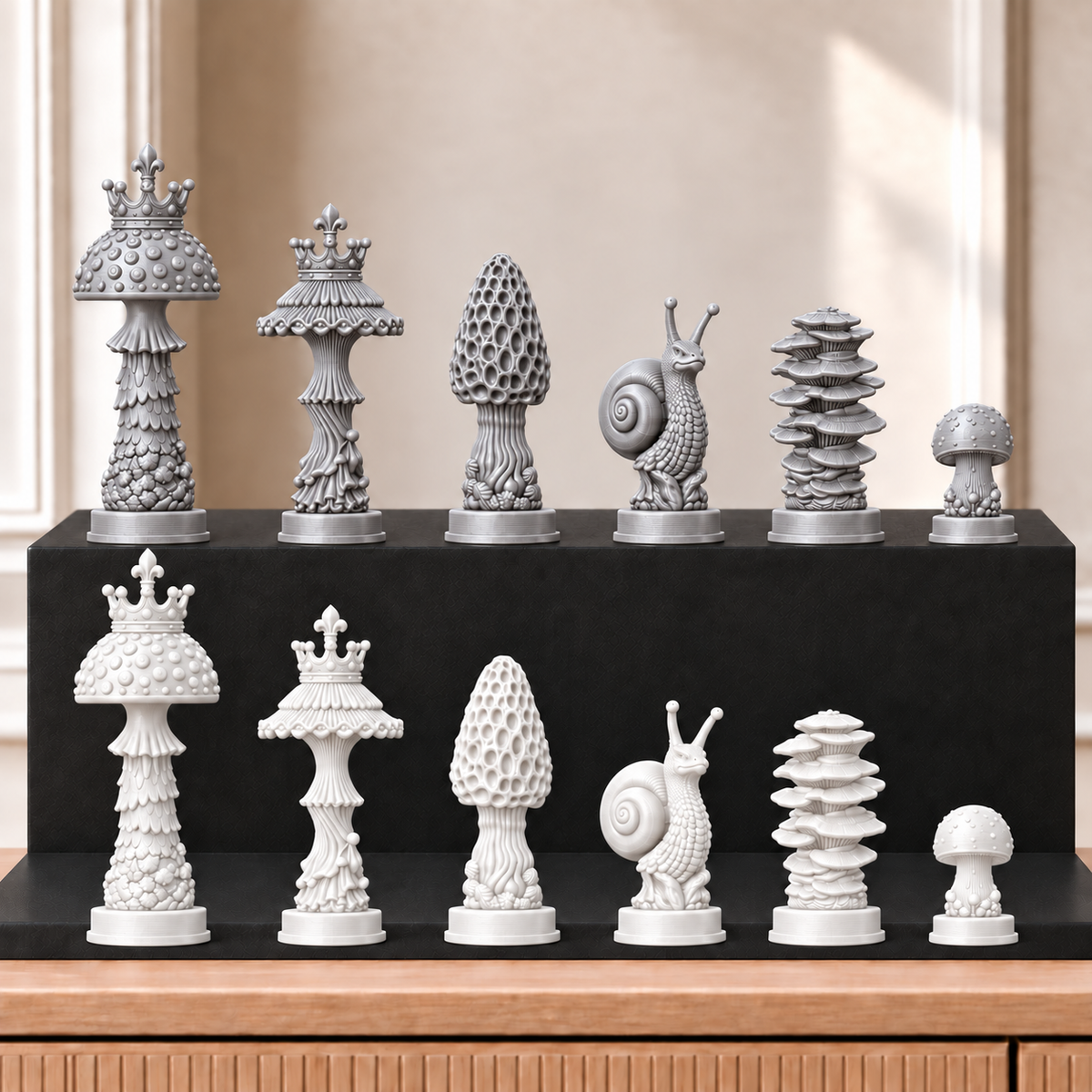 Pilze – thematisches Schachfigurenset mit 32 Figuren – Ansicht 9
