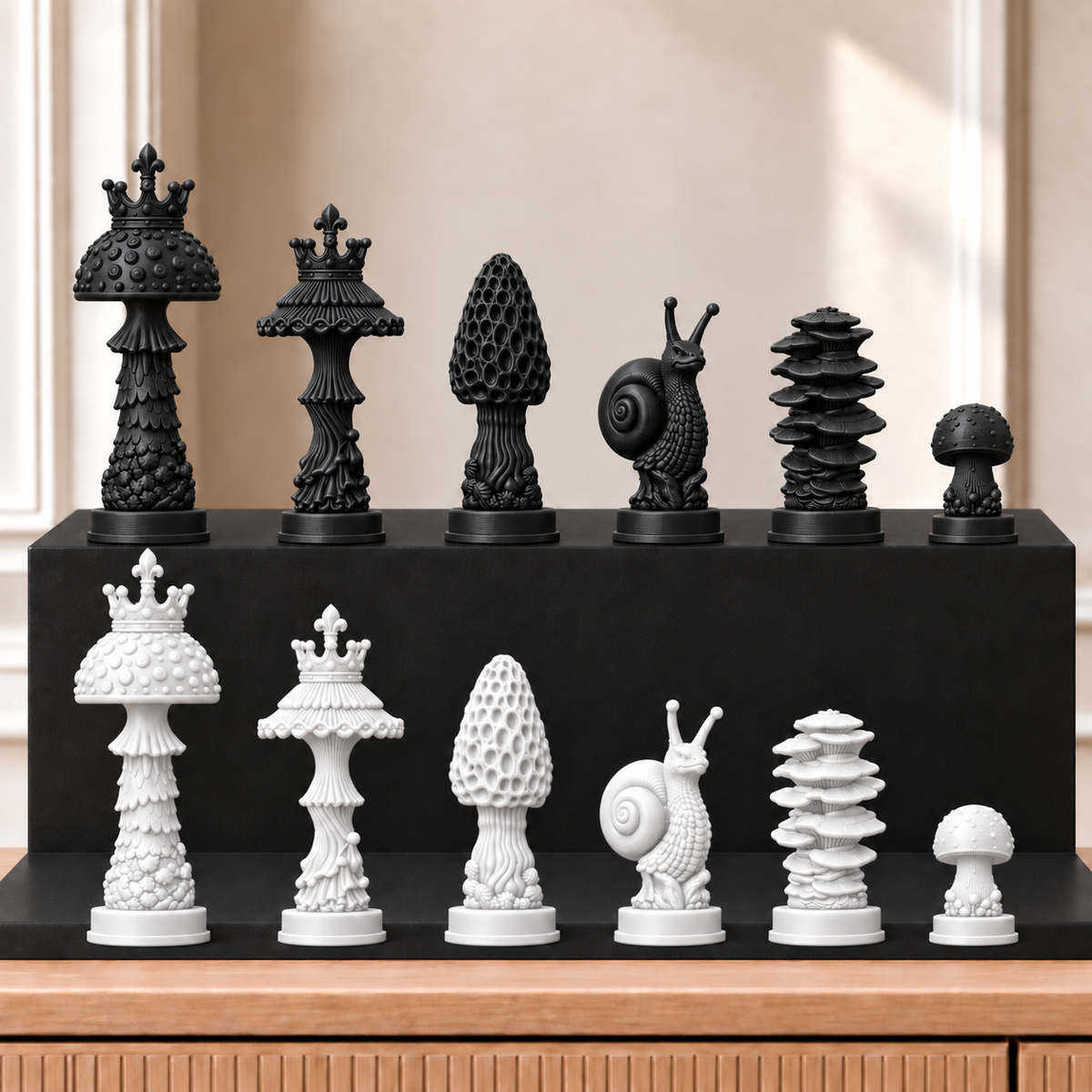 Pilze – thematisches Schachfigurenset mit 32 Figuren – Ansicht 11