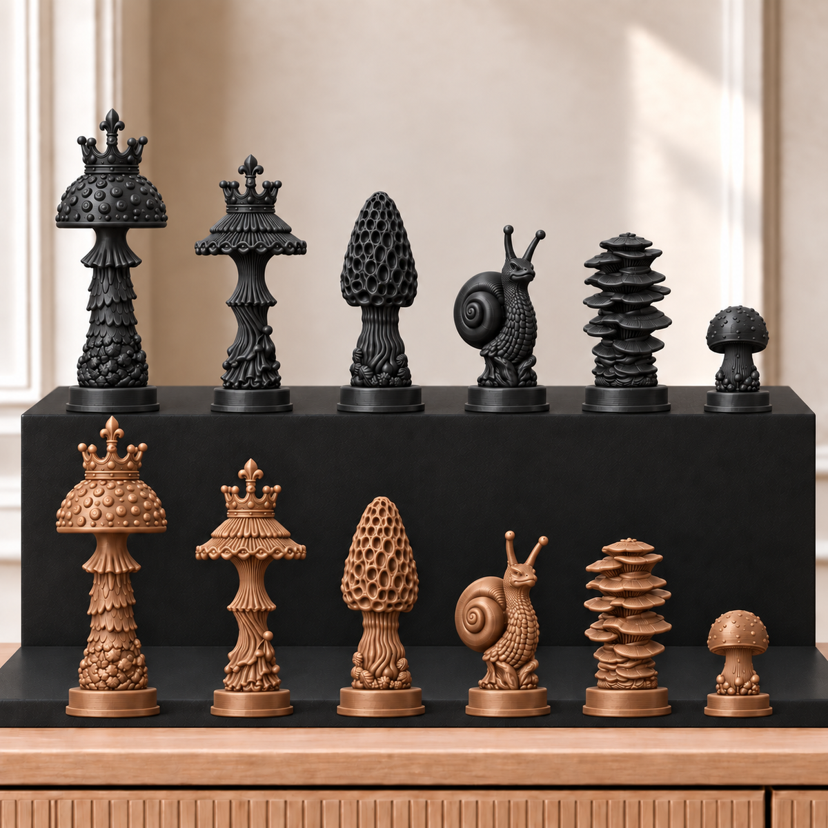 Pilze – thematisches Schachfigurenset mit 32 Figuren – Ansicht 12