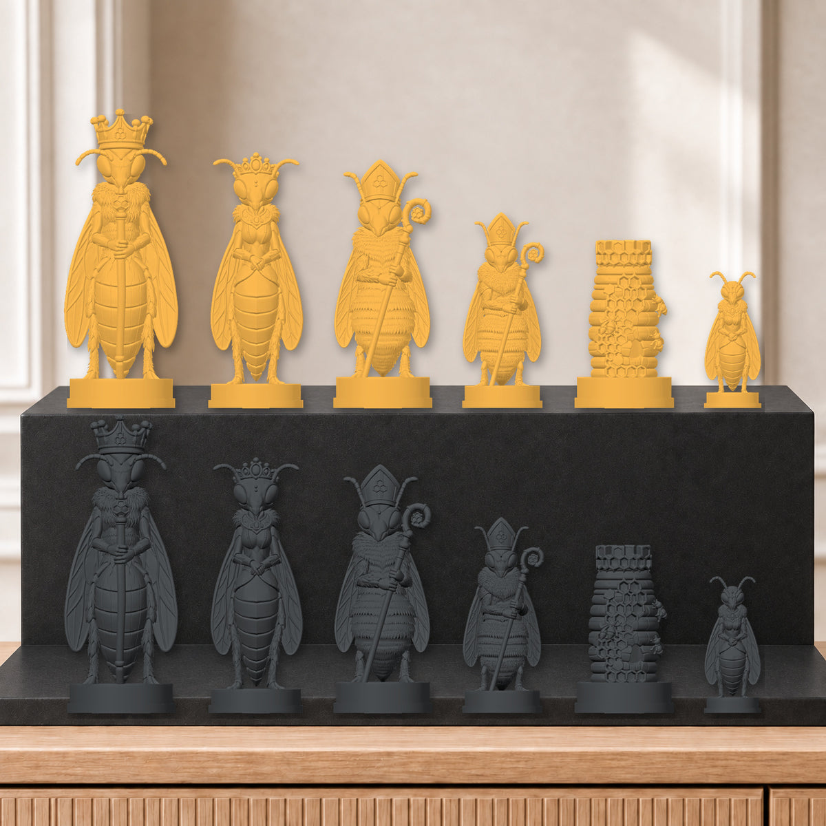Bienen – thematisches Schachfigurenset mit 32 Figuren – Ansicht 5