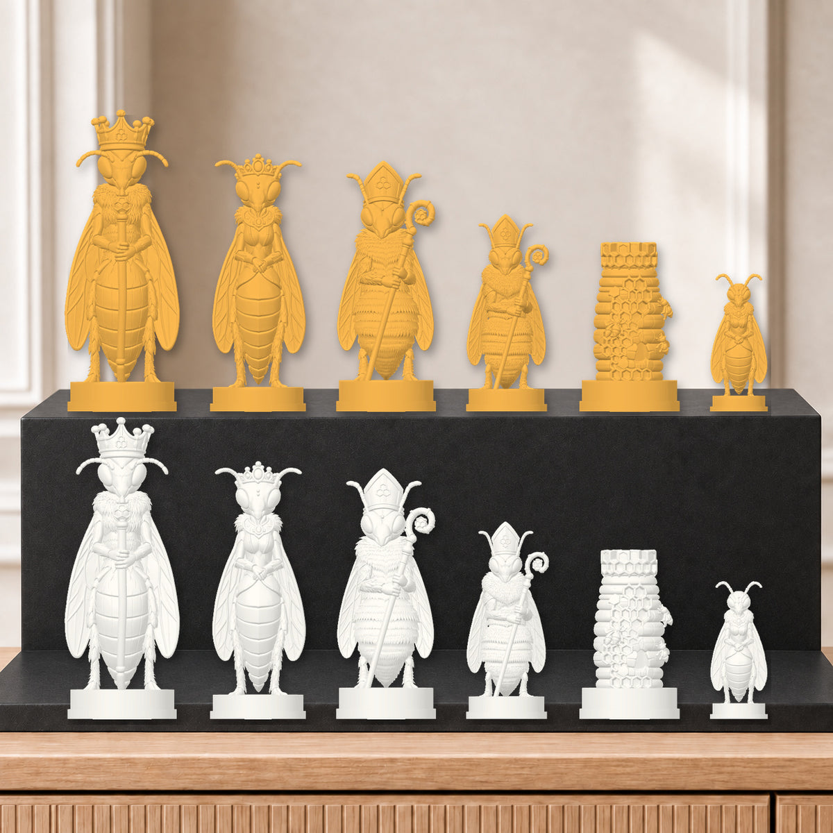 Bienen – thematisches Schachfigurenset mit 32 Figuren – Ansicht 6