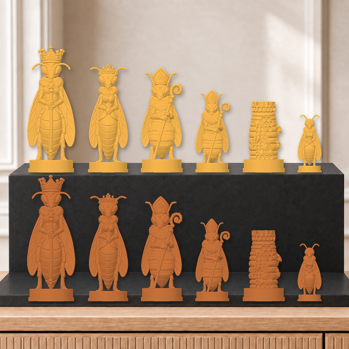 Bienen – thematisches Schachfigurenset mit 32 Figuren – Ansicht 7