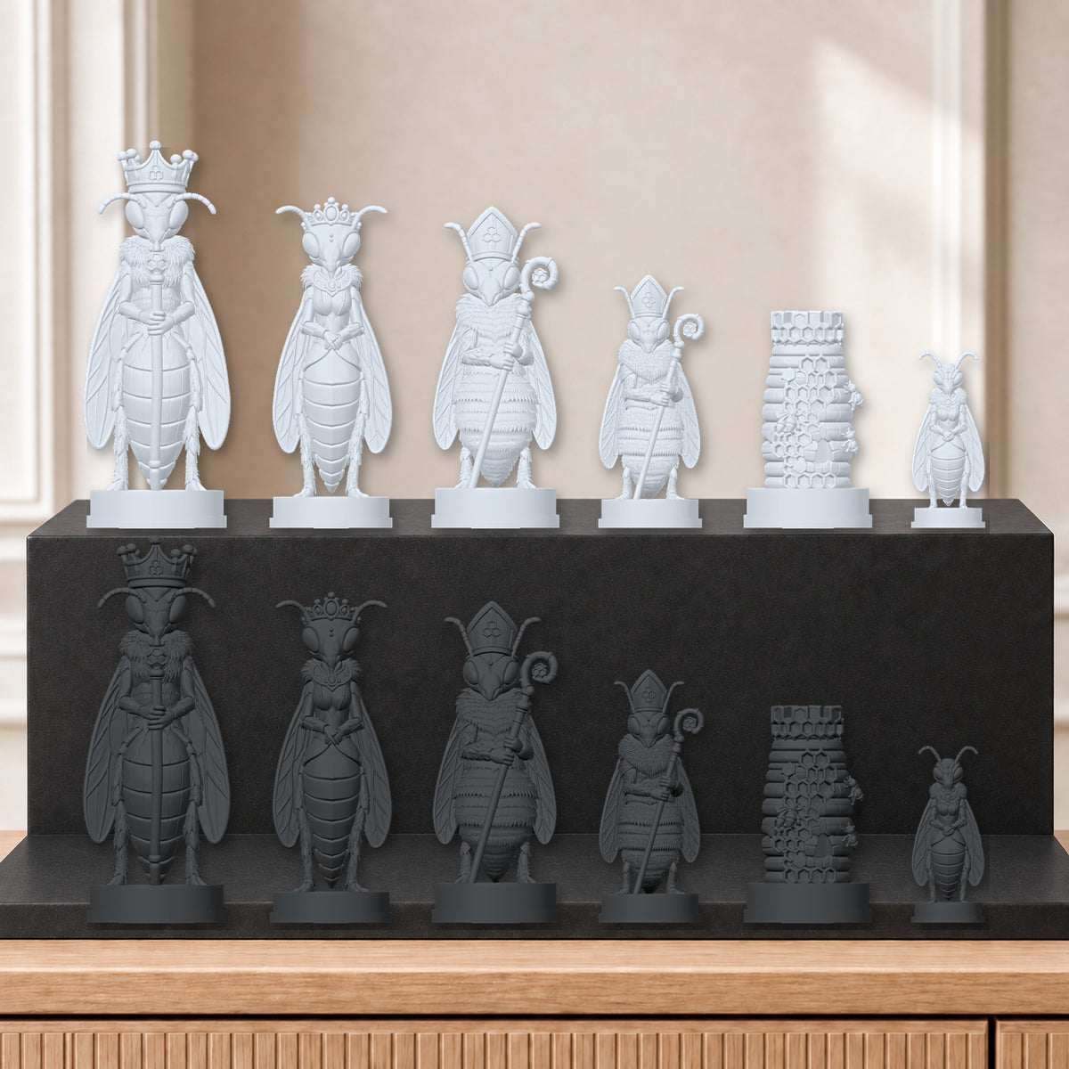 Bienen – thematisches Schachfigurenset mit 32 Figuren – Ansicht 8