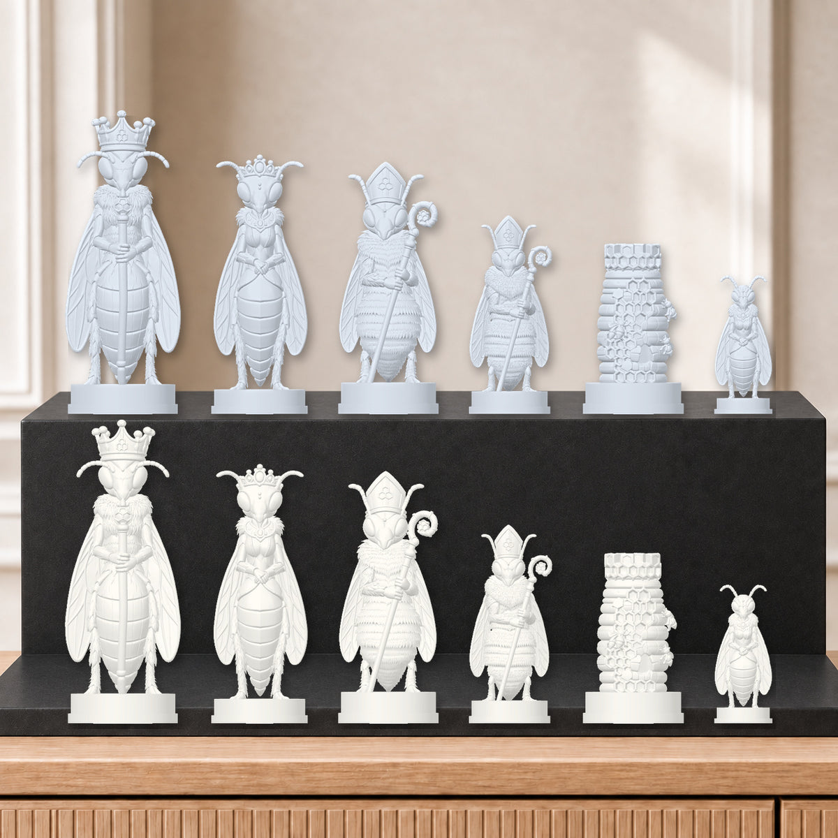Bienen – thematisches Schachfigurenset mit 32 Figuren – Ansicht 9