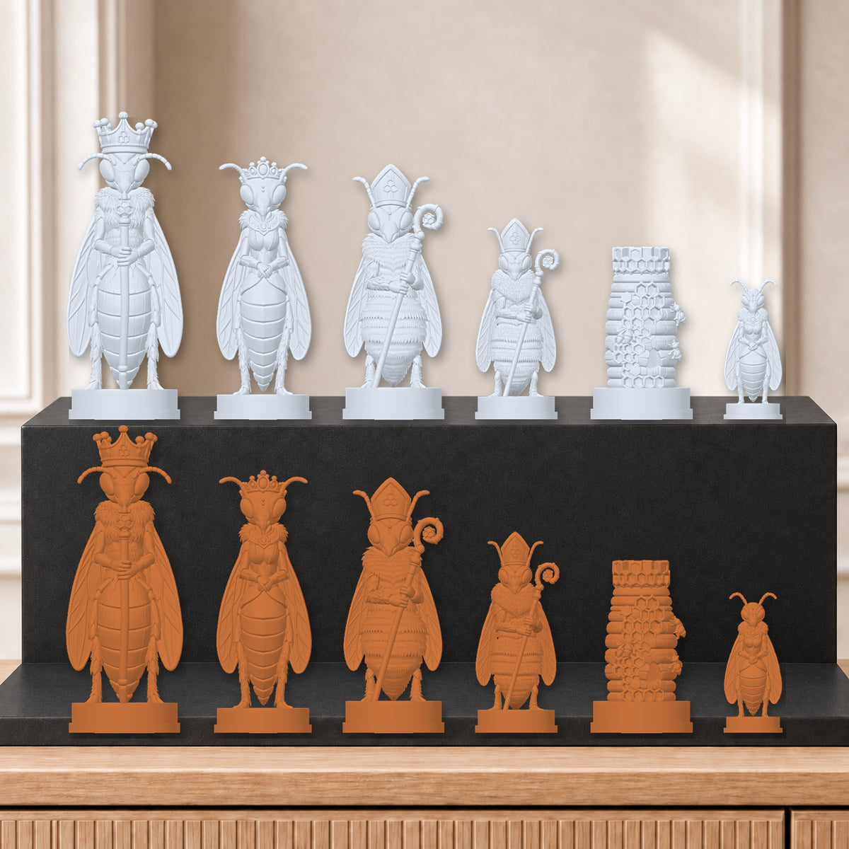 Bienen – thematisches Schachfigurenset mit 32 Figuren – Ansicht 10