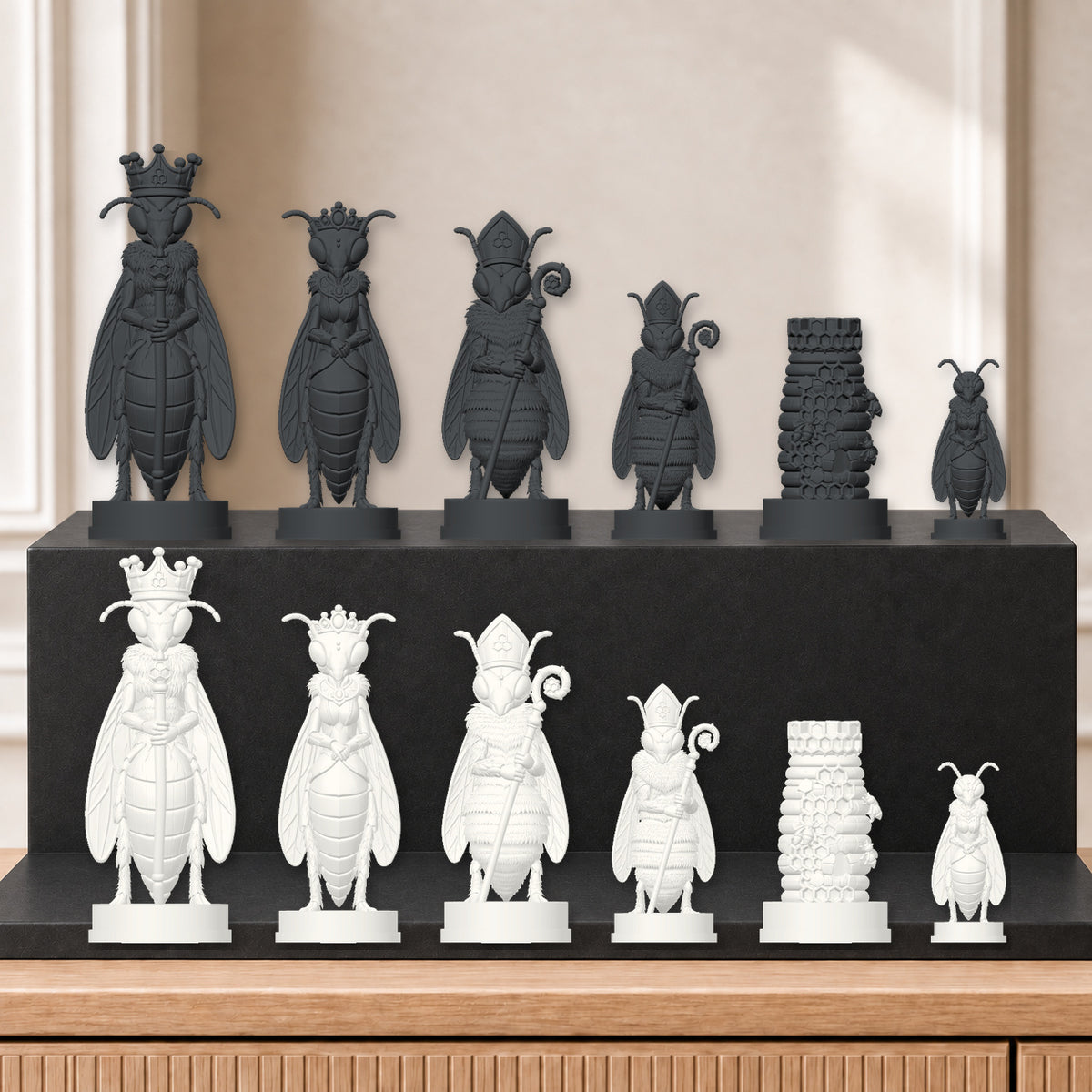 Bienen – thematisches Schachfigurenset mit 32 Figuren – Ansicht 11