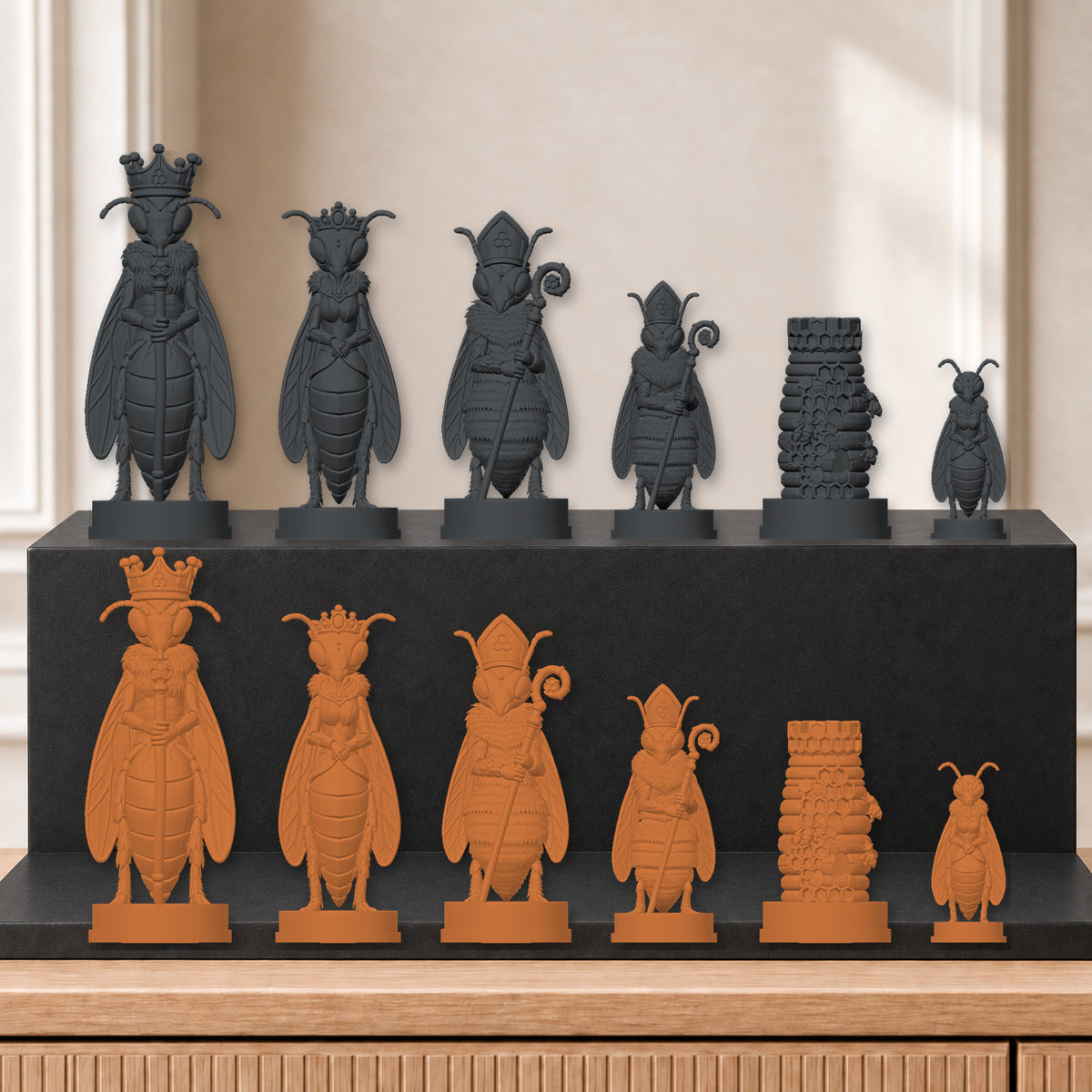 Bienen – thematisches Schachfigurenset mit 32 Figuren – Ansicht 12