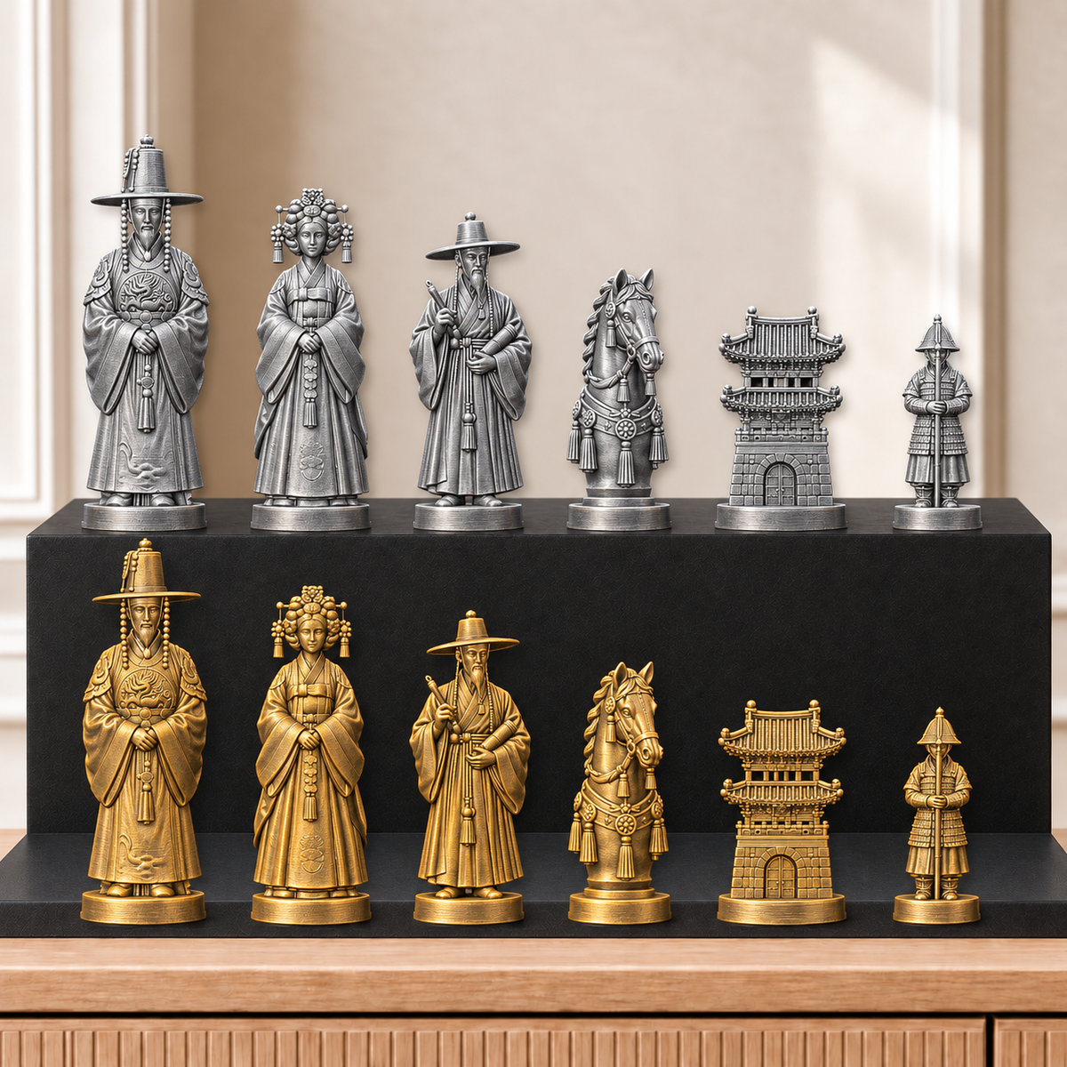 Korea – thematisches Schachfigurenset mit 32 Figuren – Ansicht 2