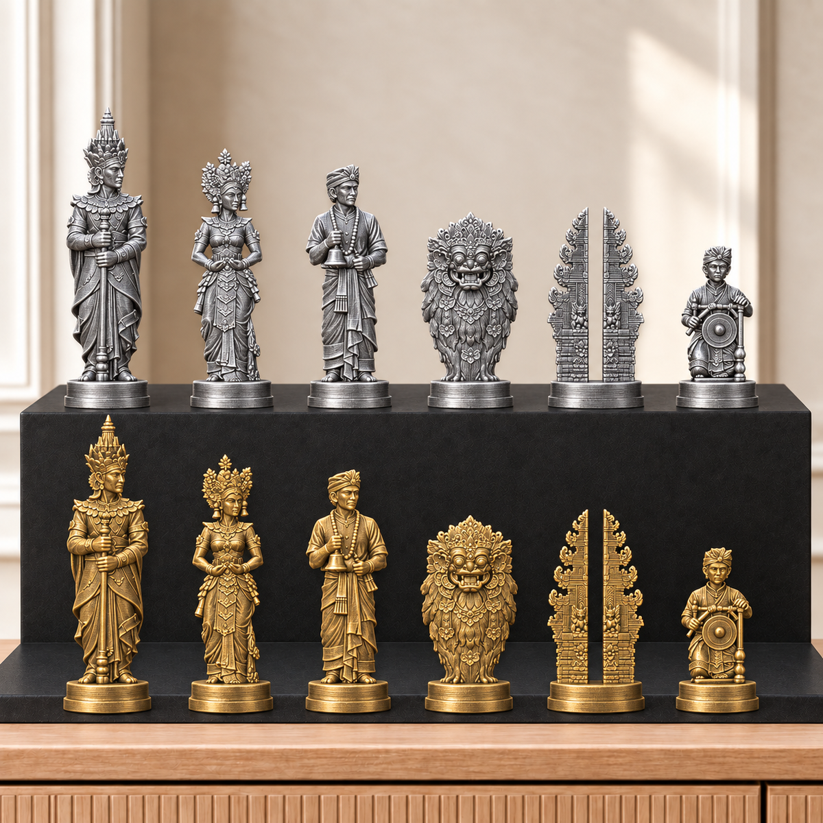 Bali – thematisches Schachfigurenset mit 32 Figuren – Ansicht 2