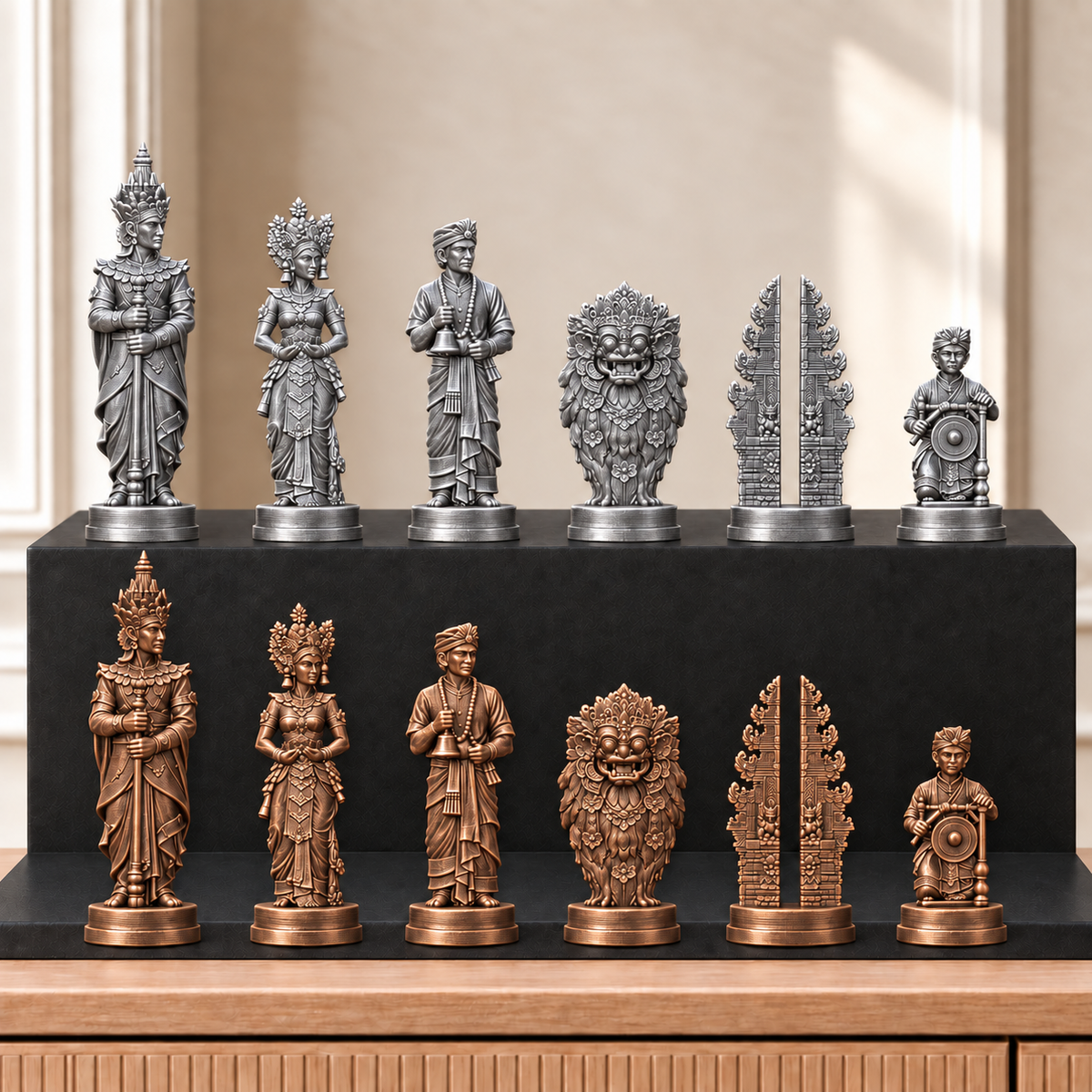 Bali – thematisches Schachfigurenset mit 32 Figuren – Ansicht 3
