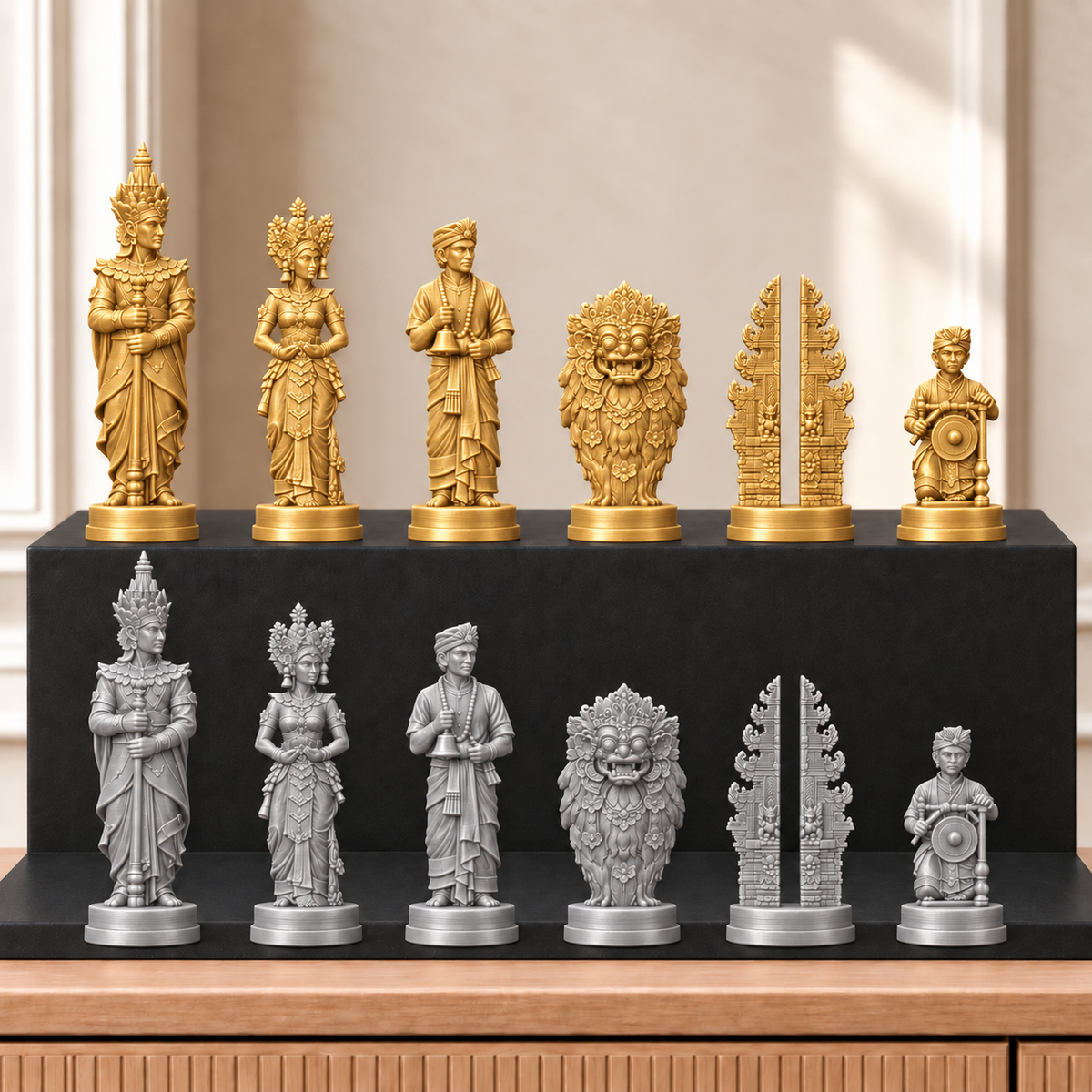 Bali – thematisches Schachfigurenset mit 32 Figuren – Ansicht 4