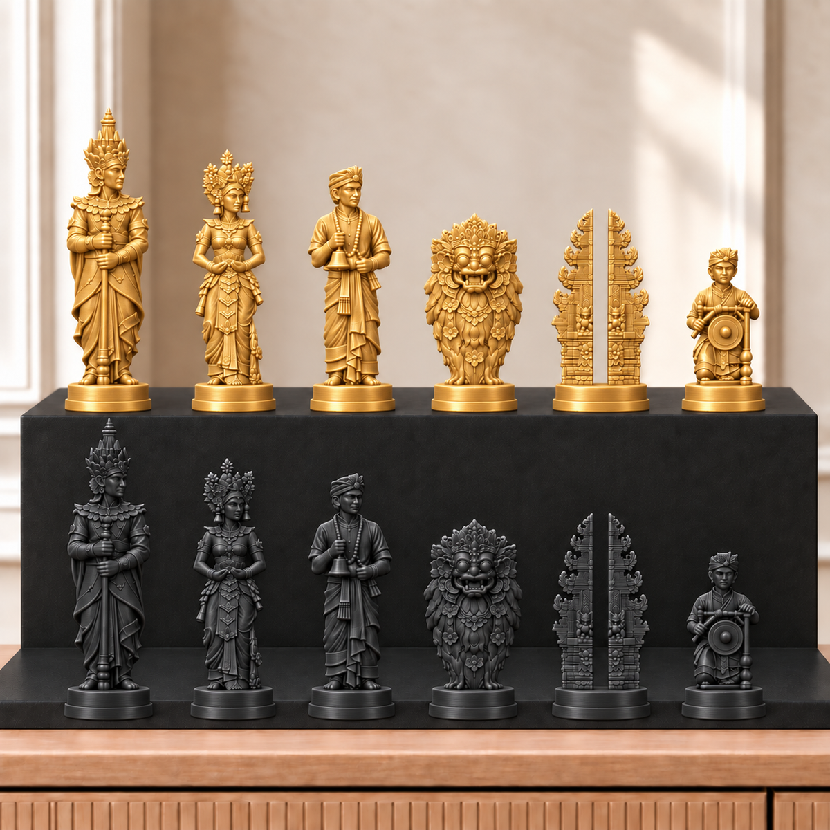 Bali – thematisches Schachfigurenset mit 32 Figuren – Ansicht 5