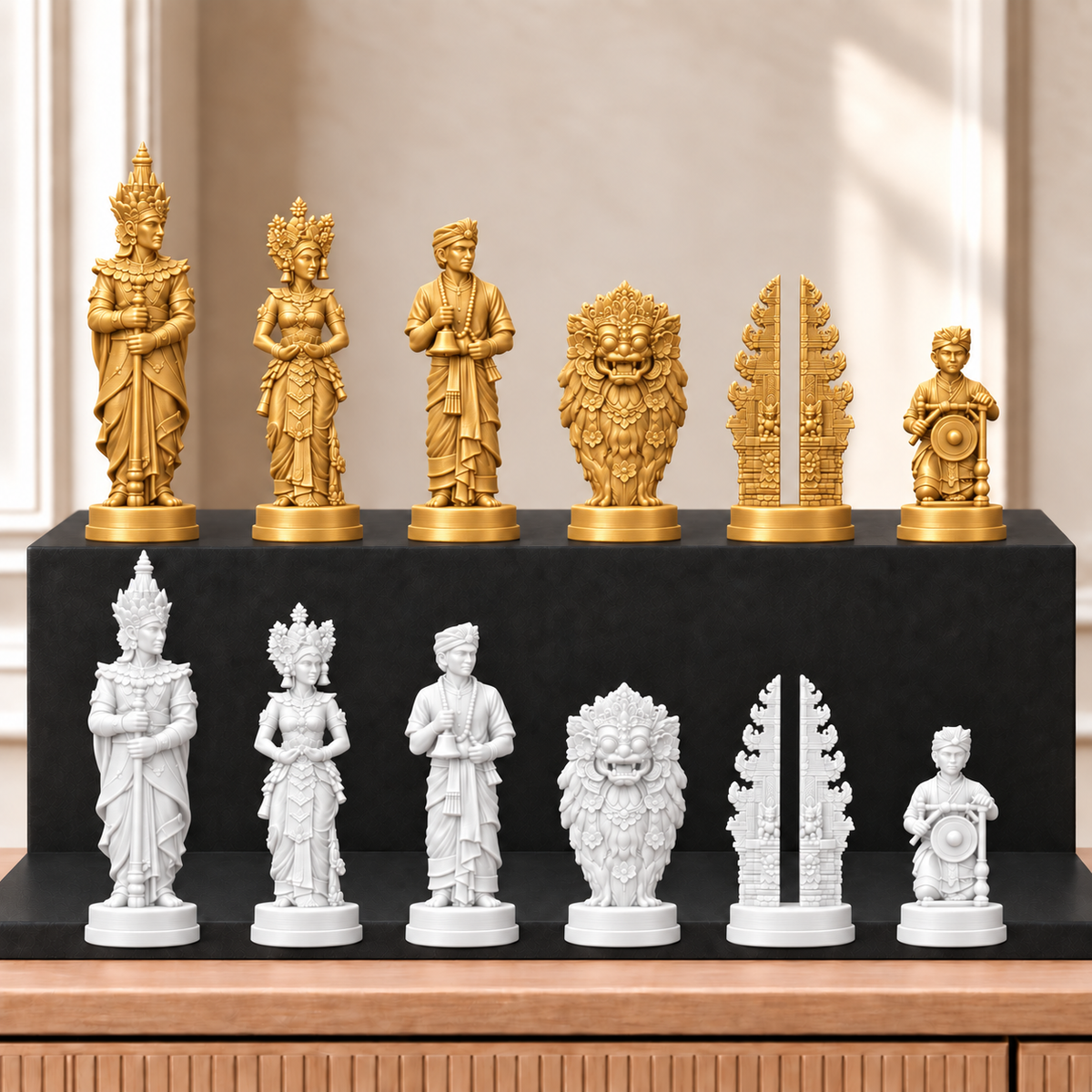 Bali – thematisches Schachfigurenset mit 32 Figuren – Ansicht 6