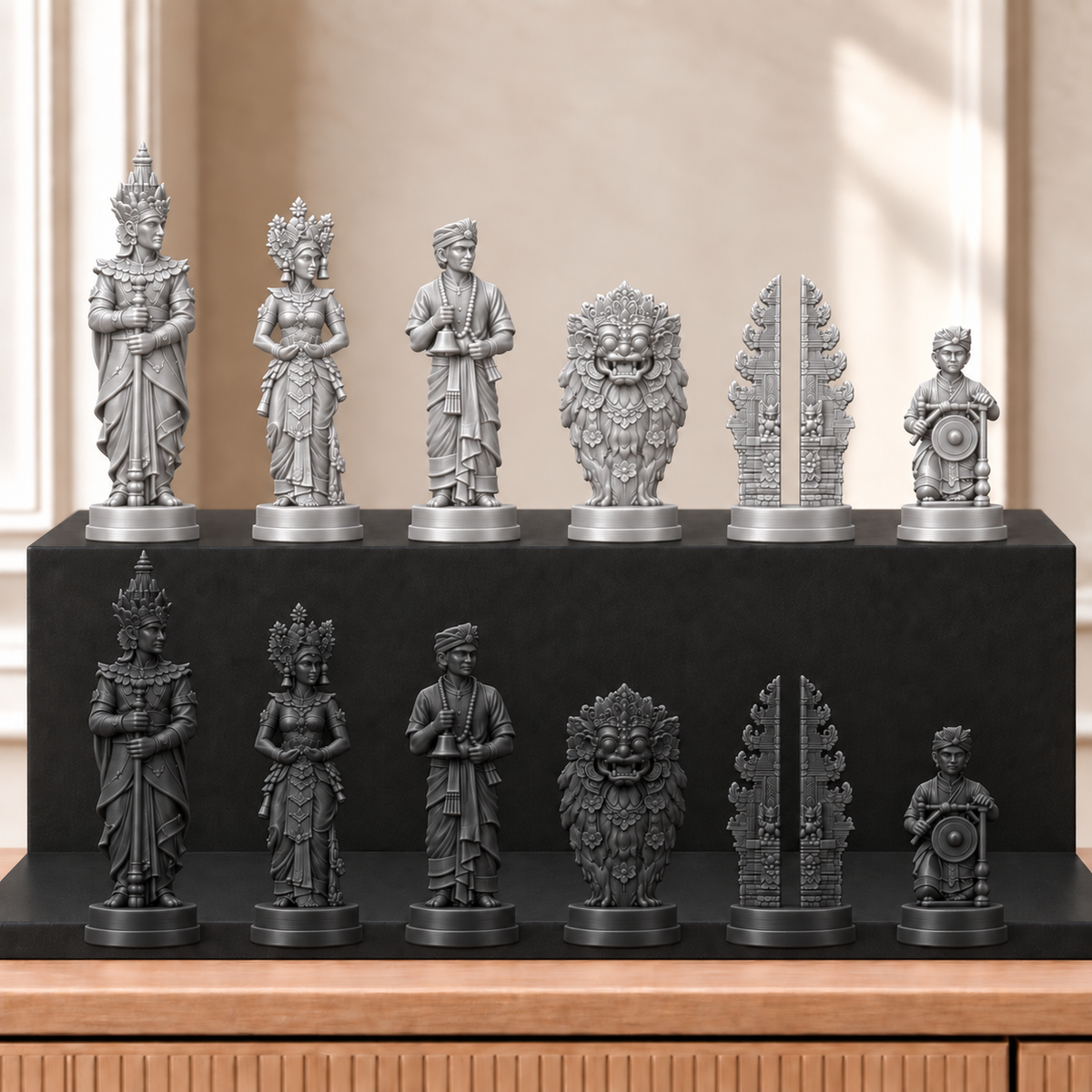 Bali – thematisches Schachfigurenset mit 32 Figuren – Ansicht 8