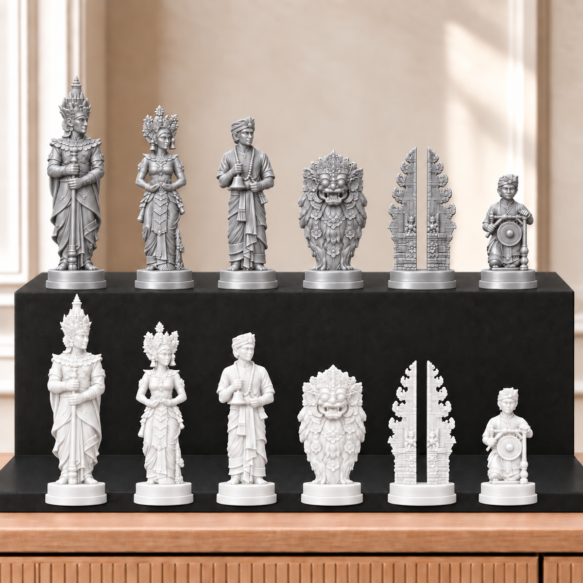 Bali – thematisches Schachfigurenset mit 32 Figuren – Ansicht 9