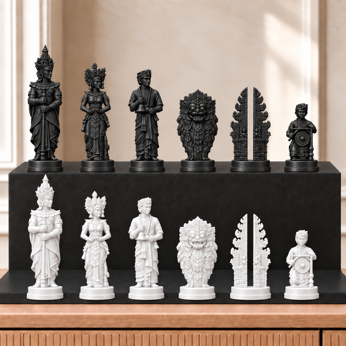 Bali – thematisches Schachfigurenset mit 32 Figuren – Ansicht 11