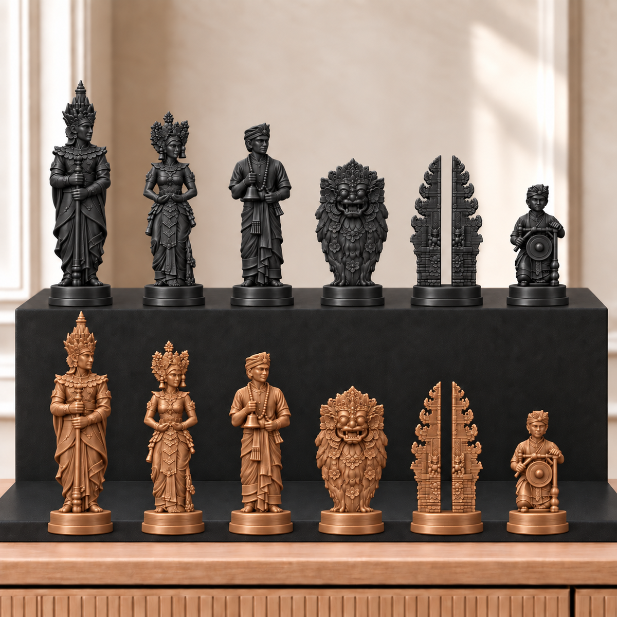 Bali – thematisches Schachfigurenset mit 32 Figuren – Ansicht 12