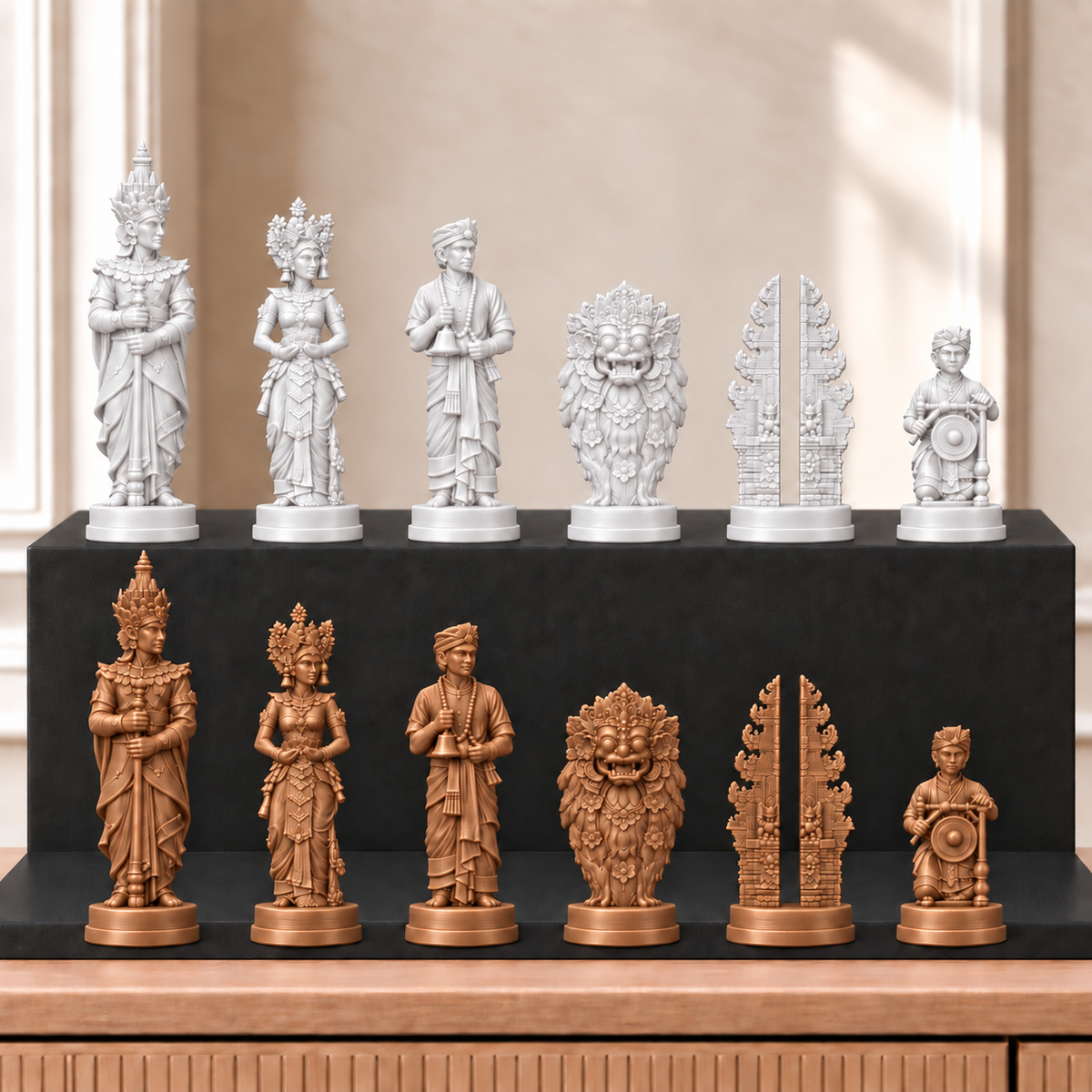 Bali – thematisches Schachfigurenset mit 32 Figuren – Ansicht 13