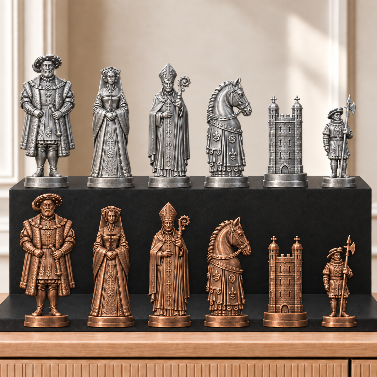 Tudor – thematisches Schachfigurenset mit 32 Figuren – Ansicht 3