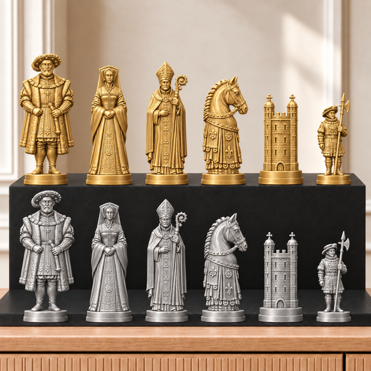 Tudor – thematisches Schachfigurenset mit 32 Figuren – Ansicht 4