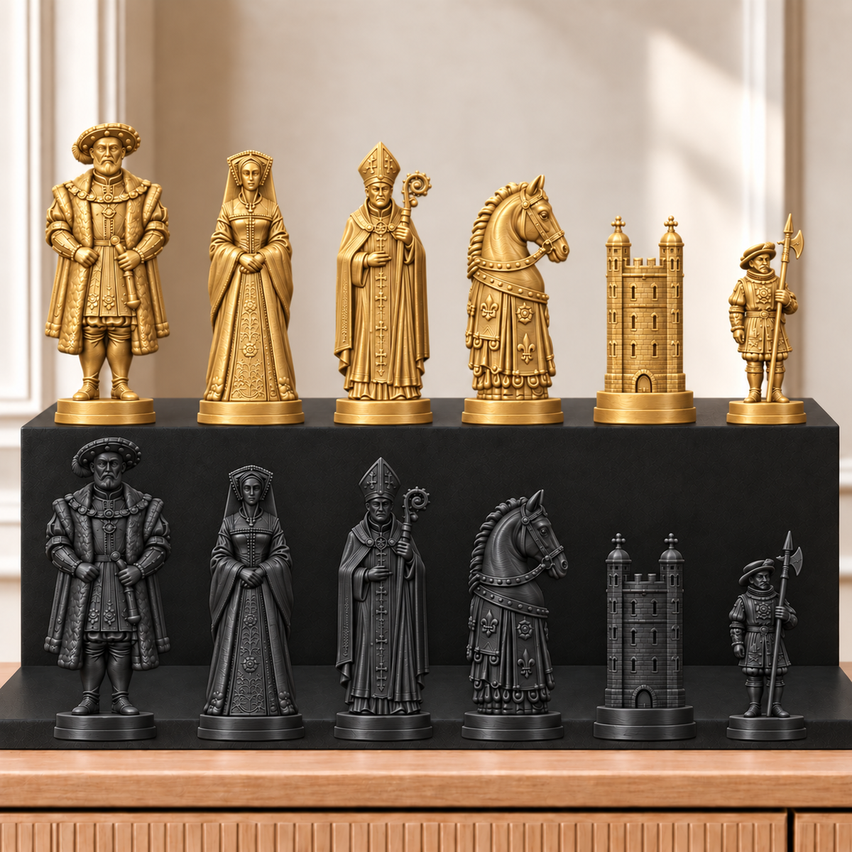 Tudor – thematisches Schachfigurenset mit 32 Figuren – Ansicht 5