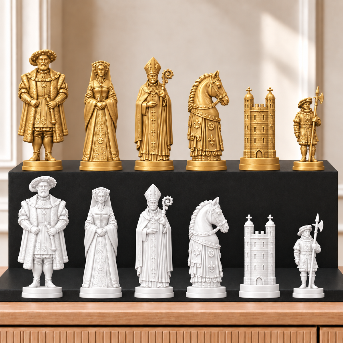 Tudor – thematisches Schachfigurenset mit 32 Figuren – Ansicht 6