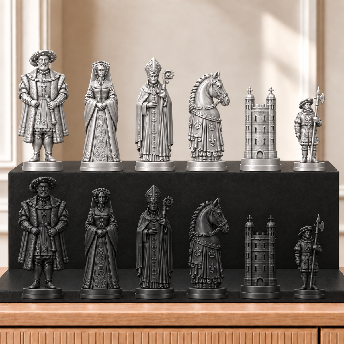Tudor – thematisches Schachfigurenset mit 32 Figuren – Ansicht 8