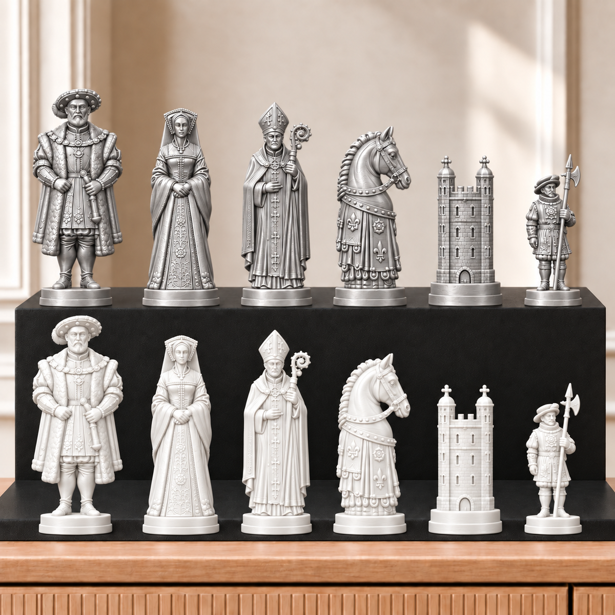Tudor – thematisches Schachfigurenset mit 32 Figuren – Ansicht 9
