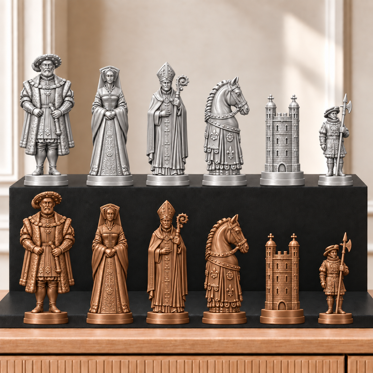 Tudor – thematisches Schachfigurenset mit 32 Figuren – Ansicht 10