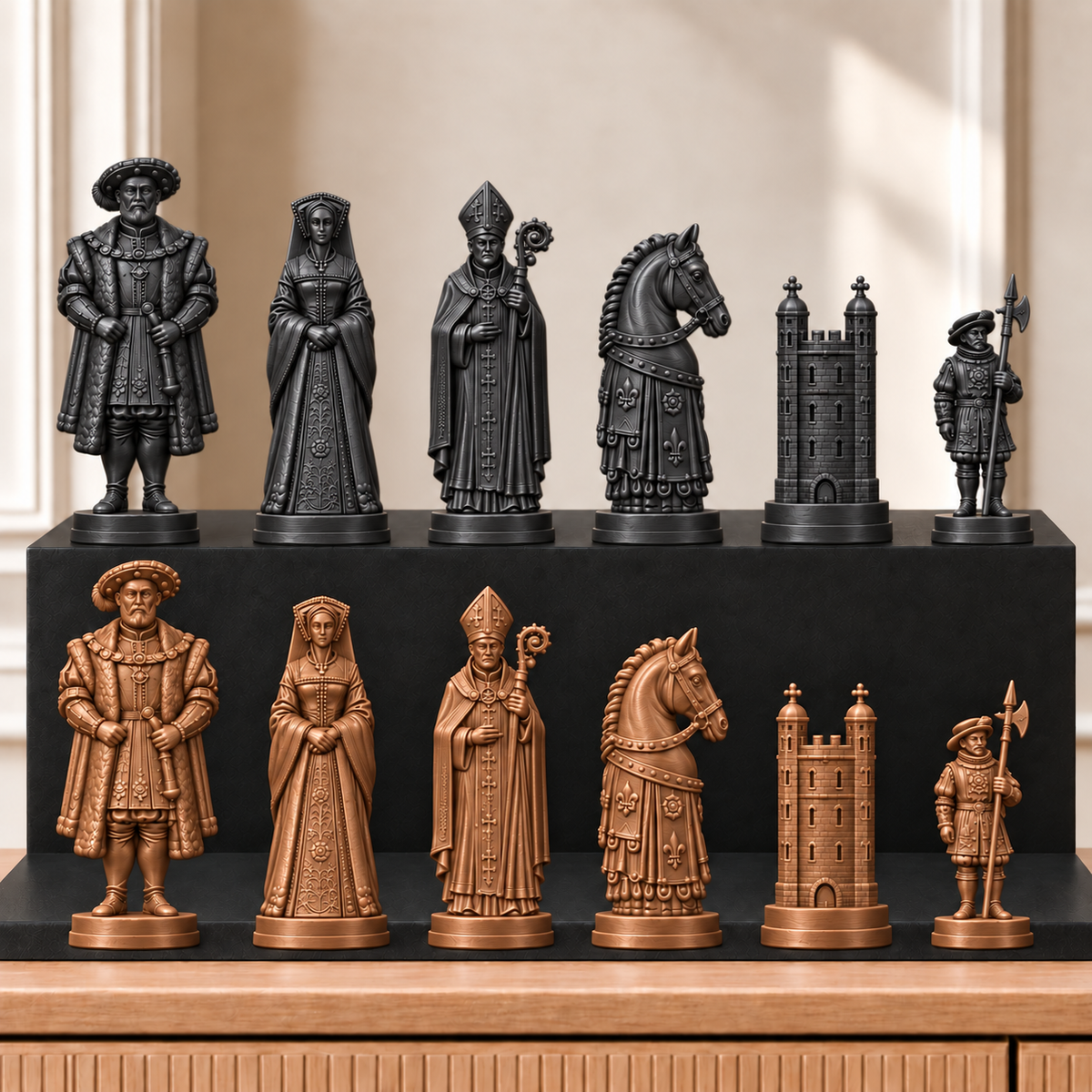 Tudor – thematisches Schachfigurenset mit 32 Figuren – Ansicht 12