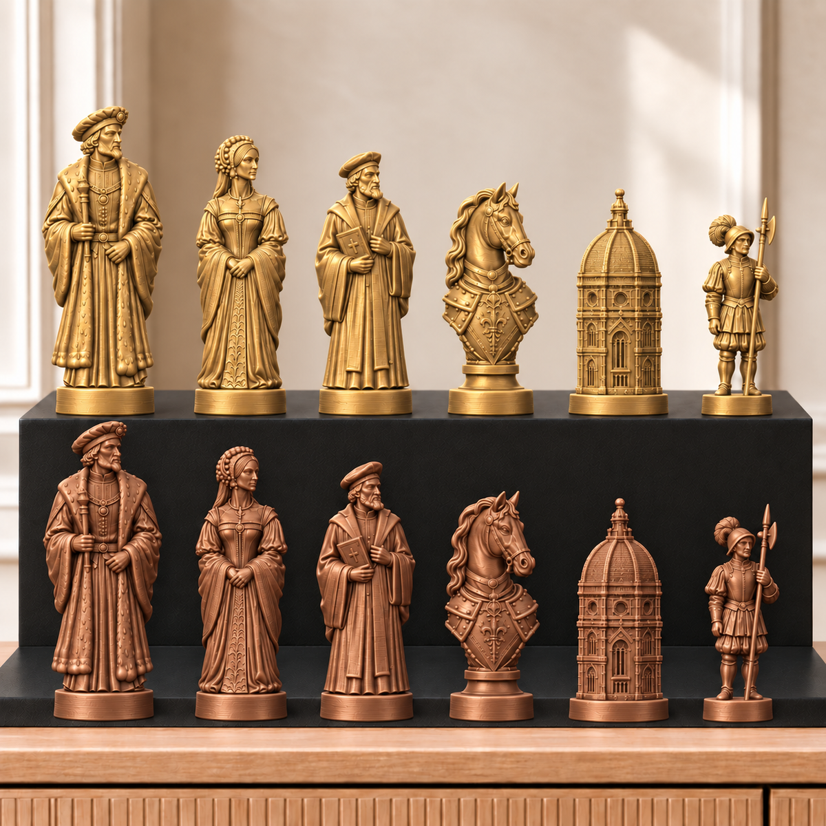 Renaissance – thematisches Schachfigurenset mit 32 Figuren – Ansicht 7