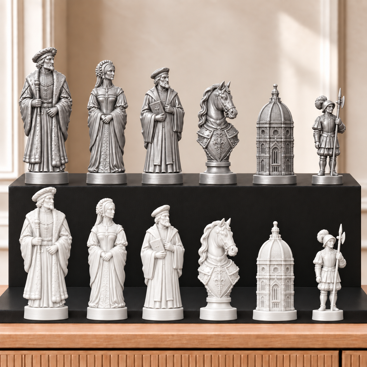 Renaissance – thematisches Schachfigurenset mit 32 Figuren – Ansicht 9