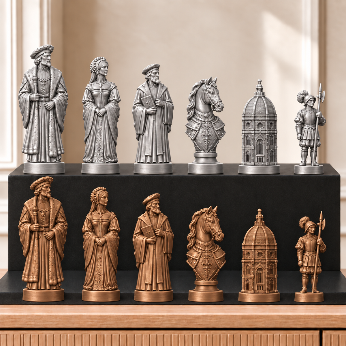 Renaissance – thematisches Schachfigurenset mit 32 Figuren – Ansicht 10
