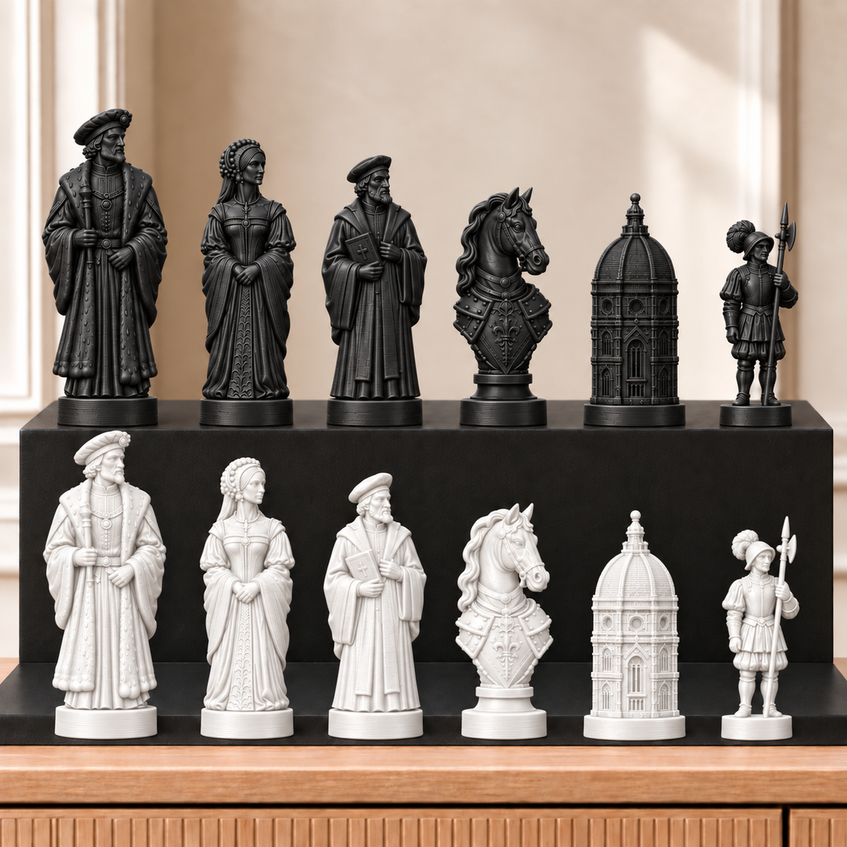 Renaissance – thematisches Schachfigurenset mit 32 Figuren – Ansicht 11