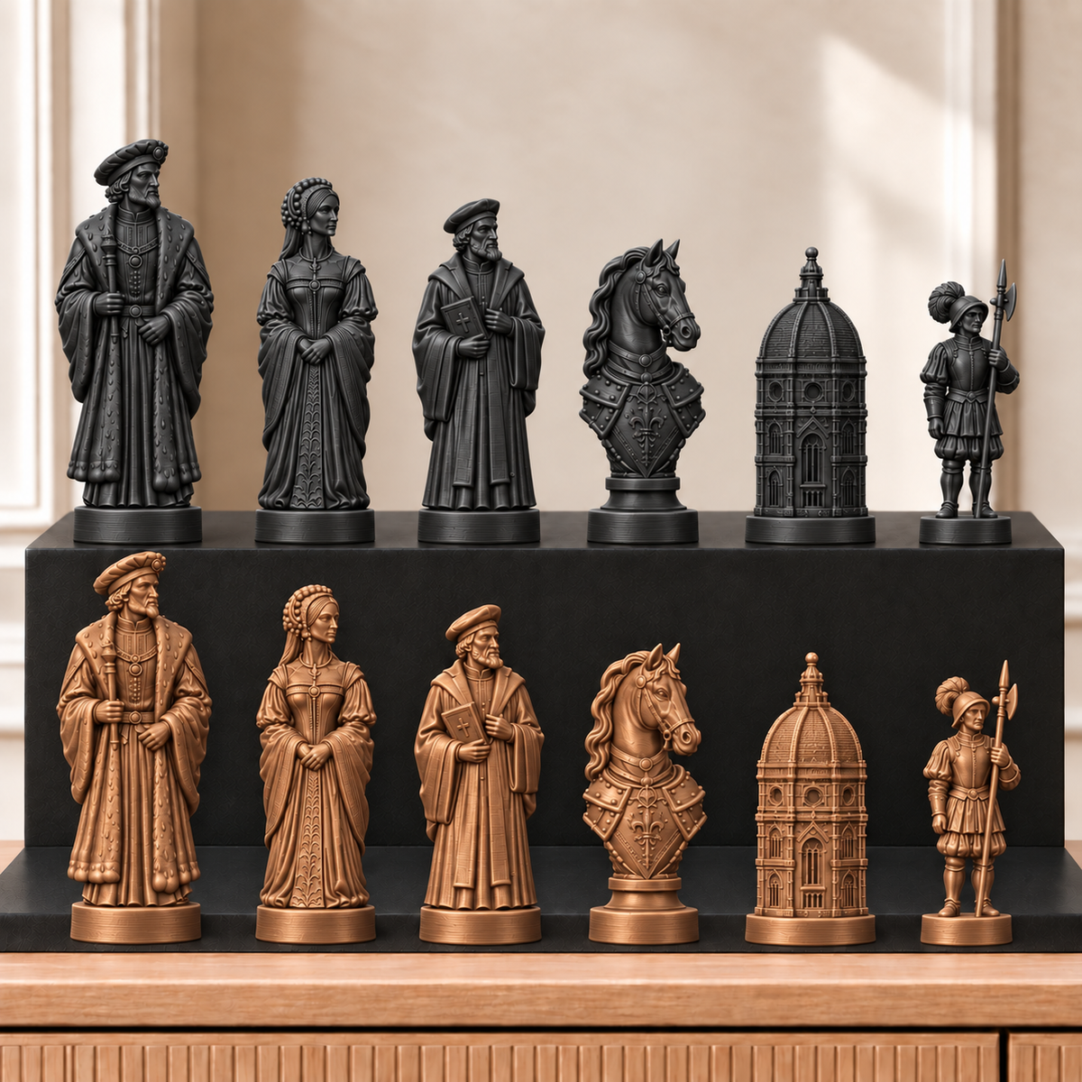 Renaissance – thematisches Schachfigurenset mit 32 Figuren – Ansicht 12