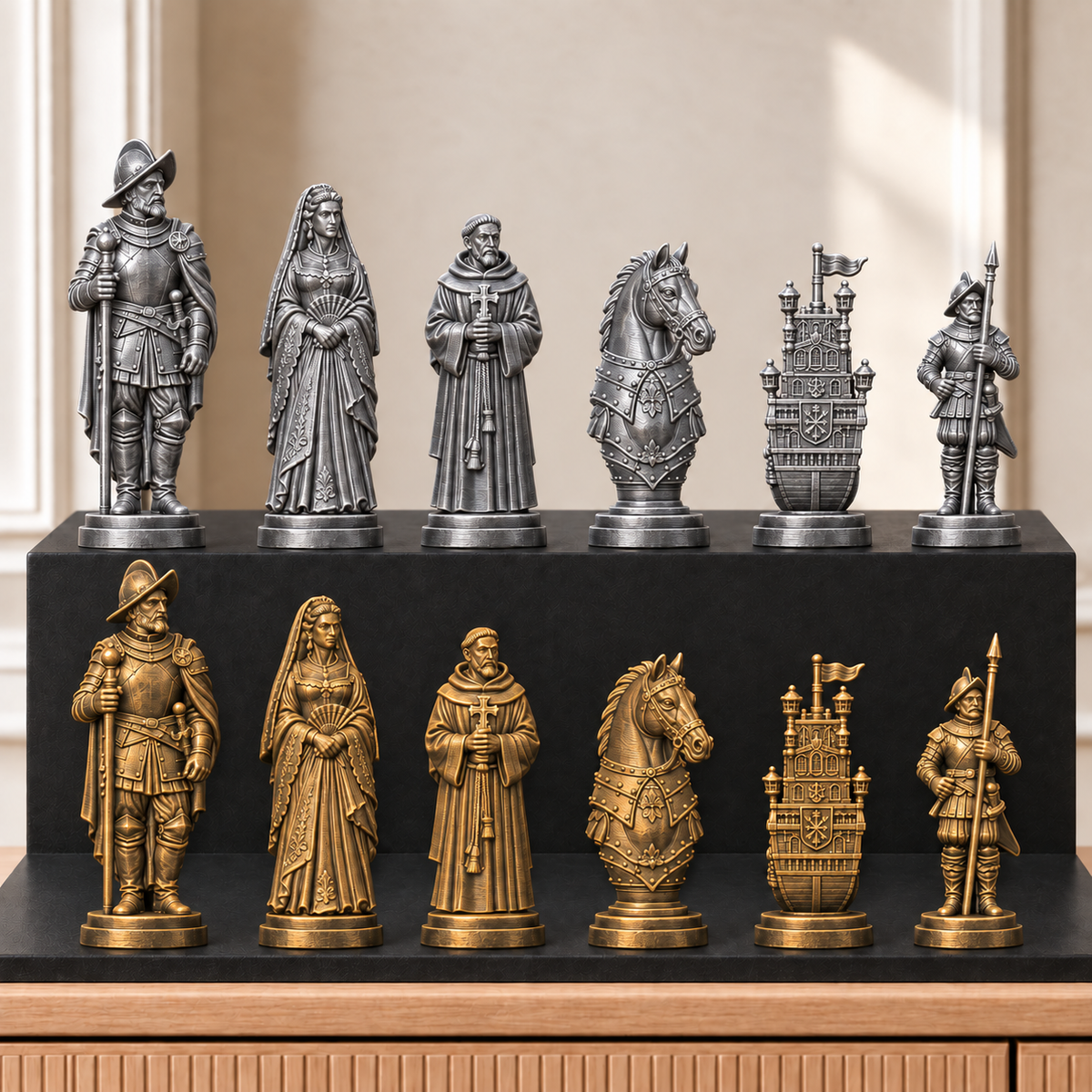 Konquistadoren – thematisches Schachfigurenset mit 32 Figuren – Ansicht 2
