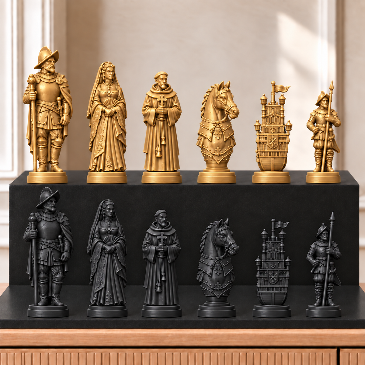 Konquistadoren – thematisches Schachfigurenset mit 32 Figuren – Ansicht 5