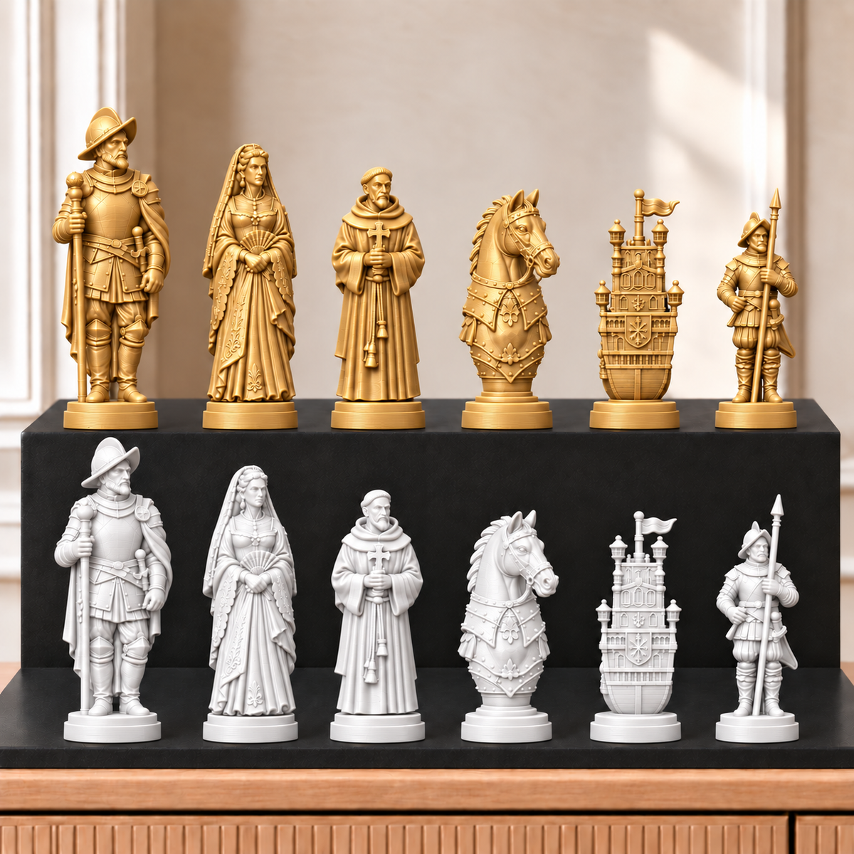 Konquistadoren – thematisches Schachfigurenset mit 32 Figuren – Ansicht 6