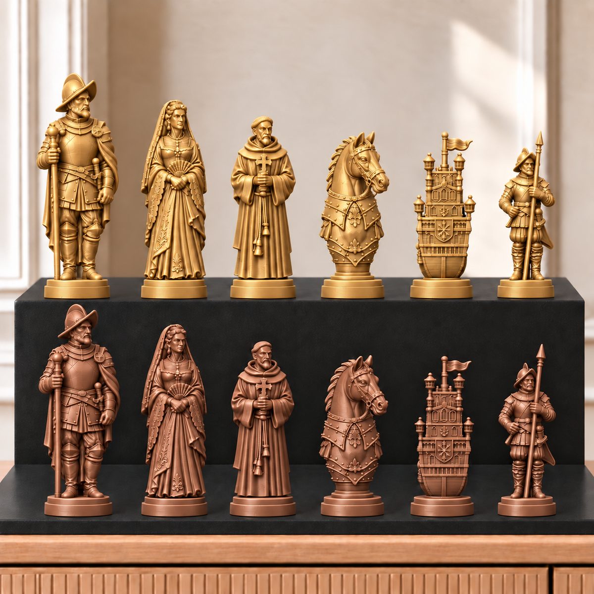 Konquistadoren – thematisches Schachfigurenset mit 32 Figuren – Ansicht 7