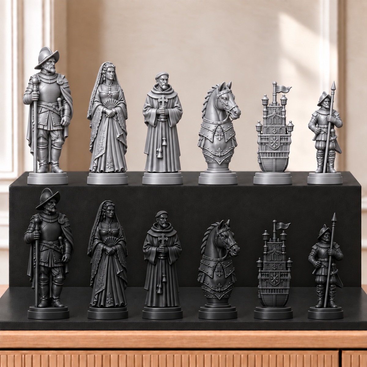Konquistadoren – thematisches Schachfigurenset mit 32 Figuren – Ansicht 8