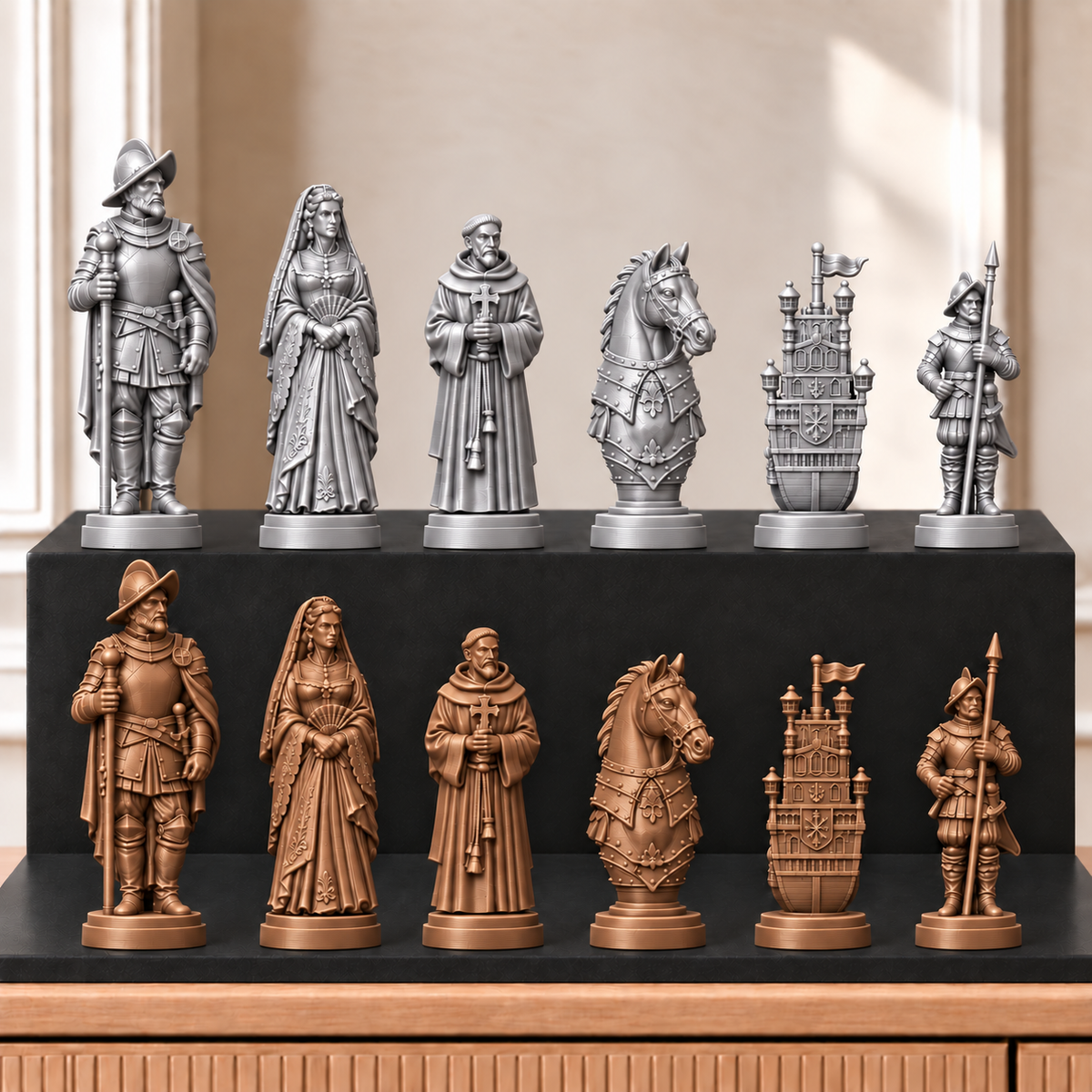 Konquistadoren – thematisches Schachfigurenset mit 32 Figuren – Ansicht 10