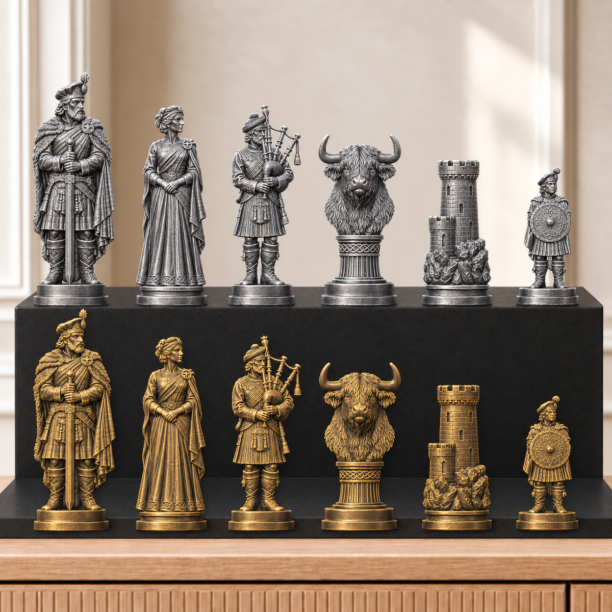 Highlander – thematisches Schachfigurenset mit 32 Figuren – Ansicht 2