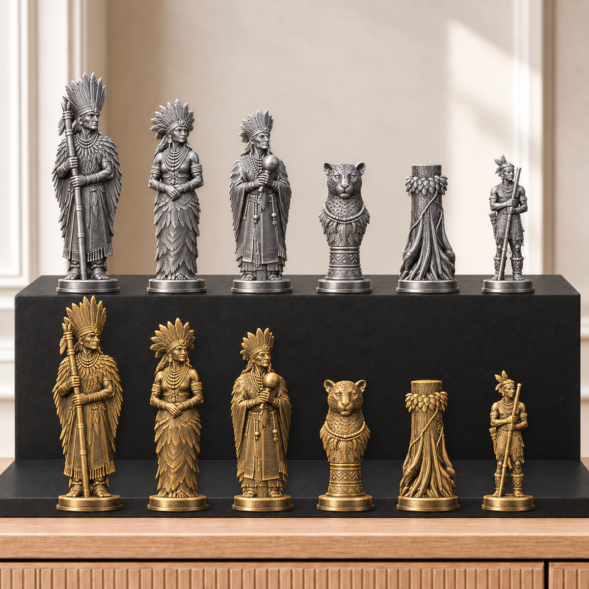 Amazonas – thematisches Schachfigurenset mit 32 Figuren – Ansicht 2