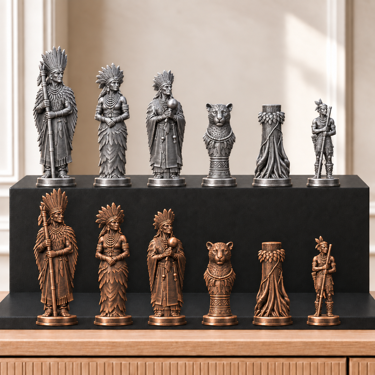 Amazonas – thematisches Schachfigurenset mit 32 Figuren – Ansicht 3