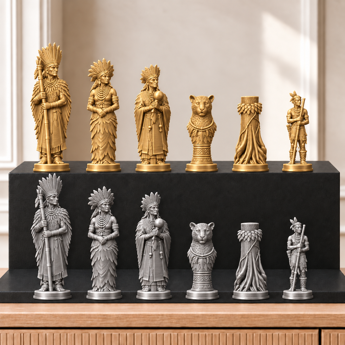 Amazonas – thematisches Schachfigurenset mit 32 Figuren – Ansicht 4